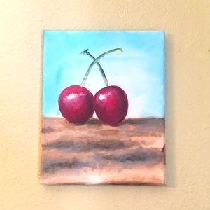 2 cherries ORIGINAL acrylic painting